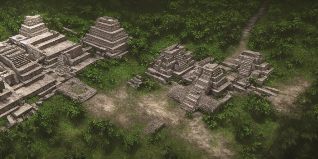 Image similar to palenque, ancient mayan city, unreal 5, hyperrealistic, realistic, photorealistic, dynamic lighting, highly detailed, cinematic landscape, studio landscape, studio lighting