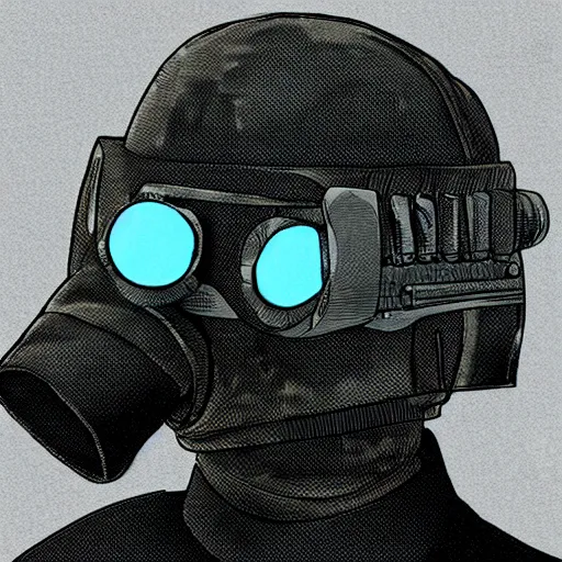 Prompt: illustration of a tactical military helmet with night vision goggles