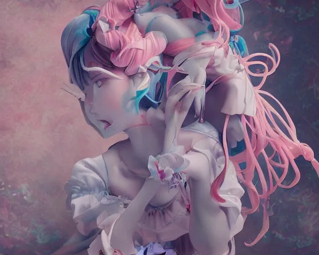 Image similar to james jean isolated magical girl vinyl figure, figure photography, romantic undertones, anime stylized, high detail, ethereal lighting - h 6 4 0