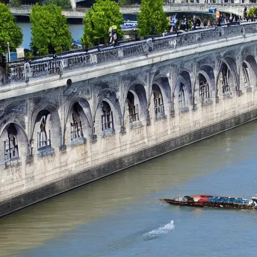 Image similar to the bank of the seine in paris in the year 2 0 2 0