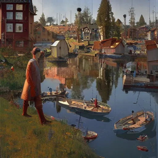 Image similar to futuristic sweden, by carl larsson and simon stalenhag, highly detailed, 4 k