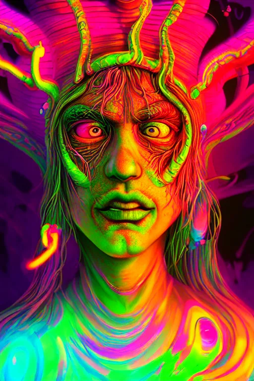 Image similar to an ancient shaman engulfed in colorful liquid smoke and neon clouds, a colorful psychedelic experience, dmt, lsd, face, delicate, highly detailed, digital painting, artstation, concept art, smooth, sharp focus, illustration, digital art by hana yata, and artem demura and beeple, octane render, unreal engine, 8 k