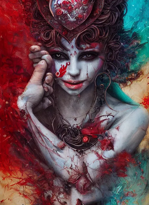 Image similar to the king of hearts, highly detailed, cinematic, 8 k, by megan duncanson, benjamin lacombe, adrian borda, stanley artgermm, tom bagshaw, craig mullins, carne griffiths, ayami kojima, beksinski, giger, trending on deviantart, hyper detailed, horror, full of colour