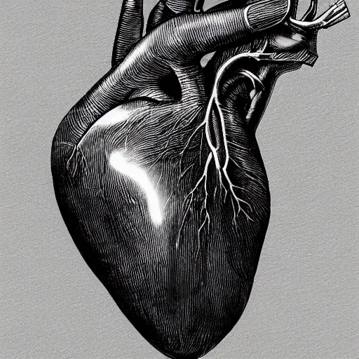 Image similar to drawing of hands ripping an anatomical heart into pieces, sadness, dark ambiance, concept by godfrey blow, featured on deviantart, sots art, lyco art, artwork, photoillustration, poster art