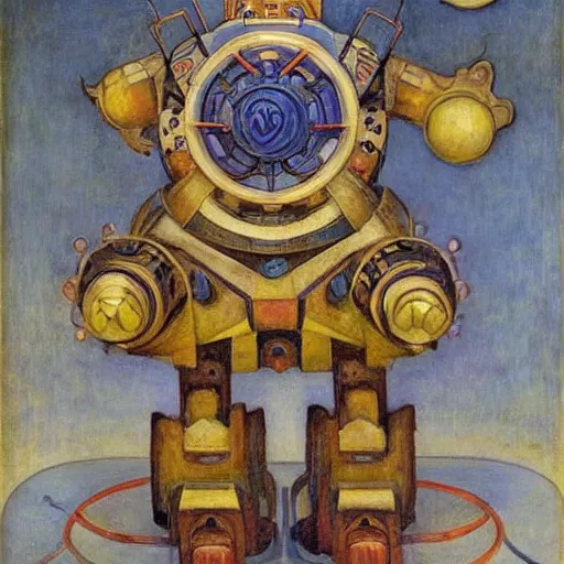 Image similar to ornate mechanical robot cat, by annie swynnerton and diego rivera and nicholas roerich, symbolist, dramatic lighting, elaborate geometric ornament, art brut, soft cool colors, smooth, sharp focus, extremely detailed, adolf wolfli and ( donato giancola )