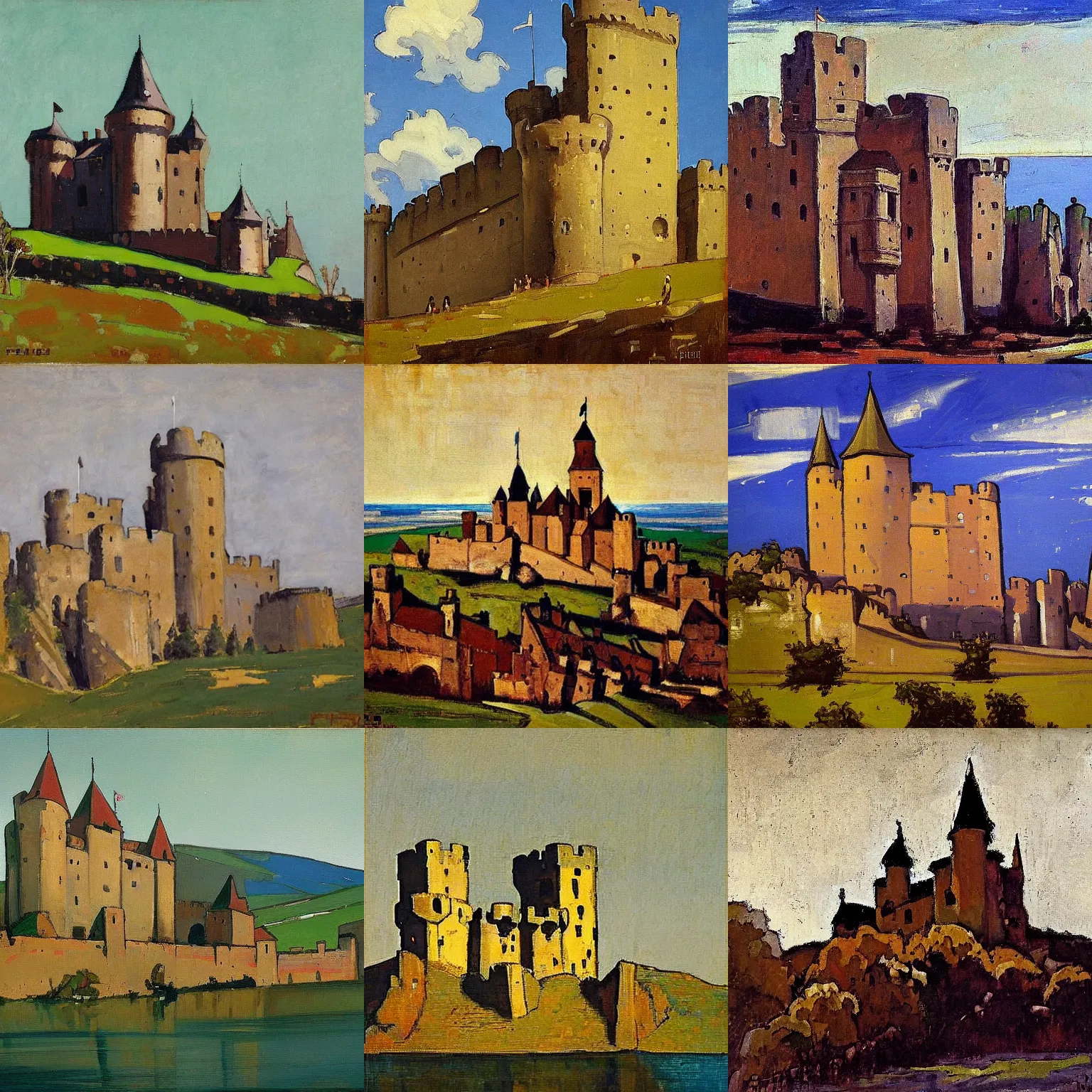 Prompt: medieval castle, by frederic fiebig