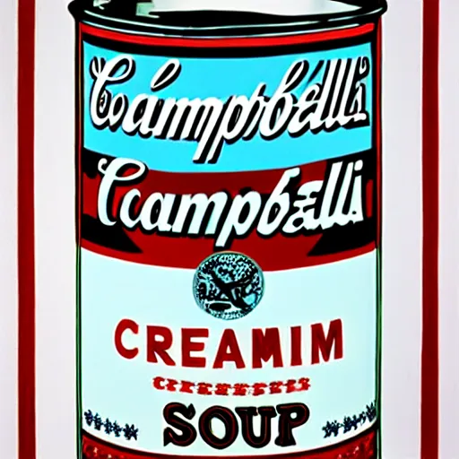 Prompt: campbell's cream of elephant soup, by andy warhol