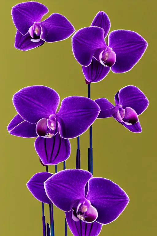 Image similar to a purple and blue orchid, a computer rendering by agnes lawrence pelton, featured on polycount, computer art, rendered in cinema 4 d, octane render, rendered in maya