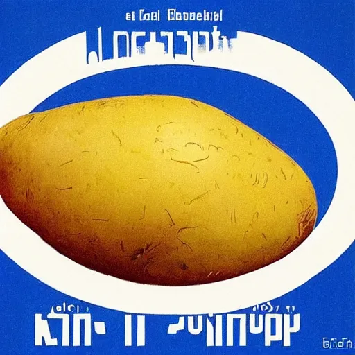 Image similar to one uncooked potato as soviet union communist propaganda poster