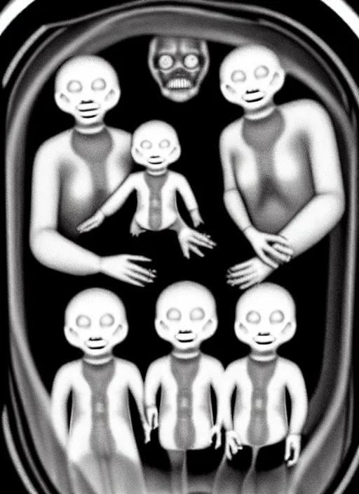 Image similar to mri image of a creepy family in the deep space scanner