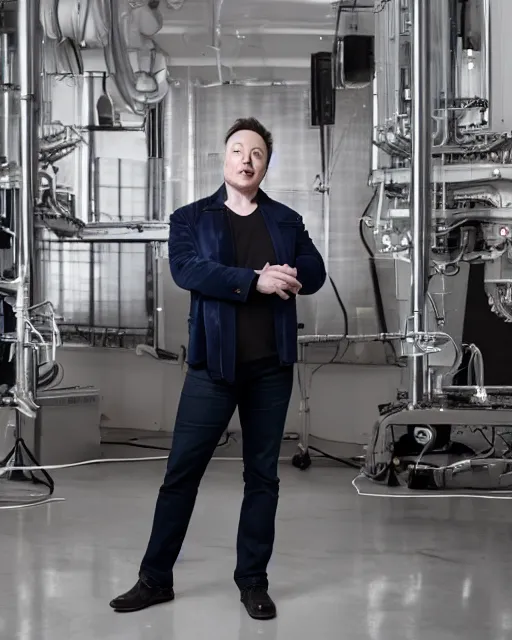 Prompt: A studio portrait of Tory Bruno with Elon Musk, highly detailed, 80mm, f/1.4