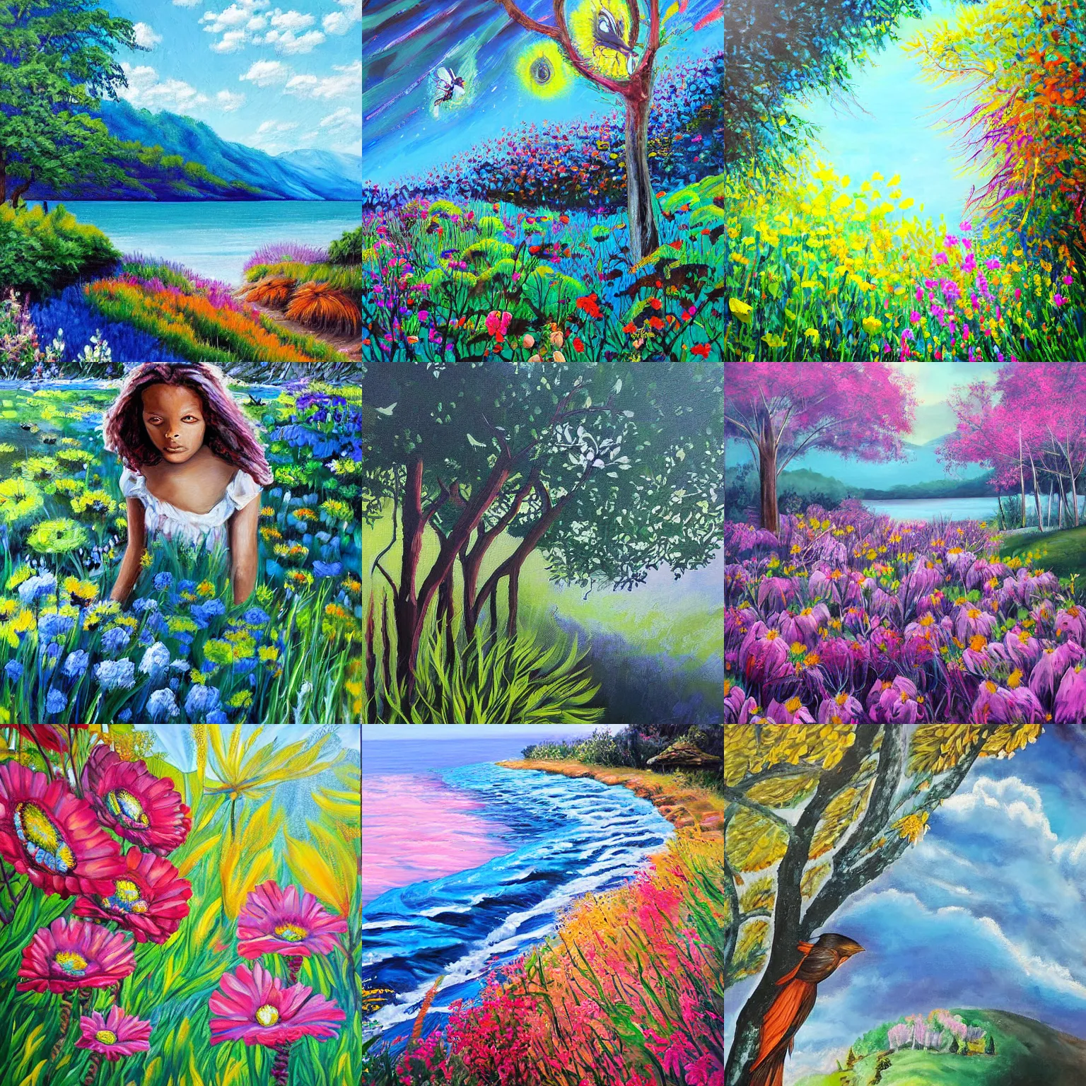 Prompt: breathtakingly beautiful outdoor painting by Gloria McFenty and Avery Wolfgang