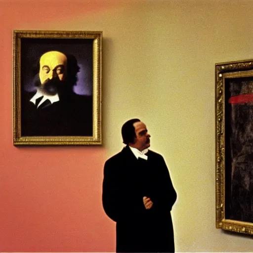 Image similar to silvio berlusconi talking with karl marx, film still by edward hopper, by Pontormo, by klimt, art noveau, highly detailed, strong lights, liminal, eerie, Bright pastel colors