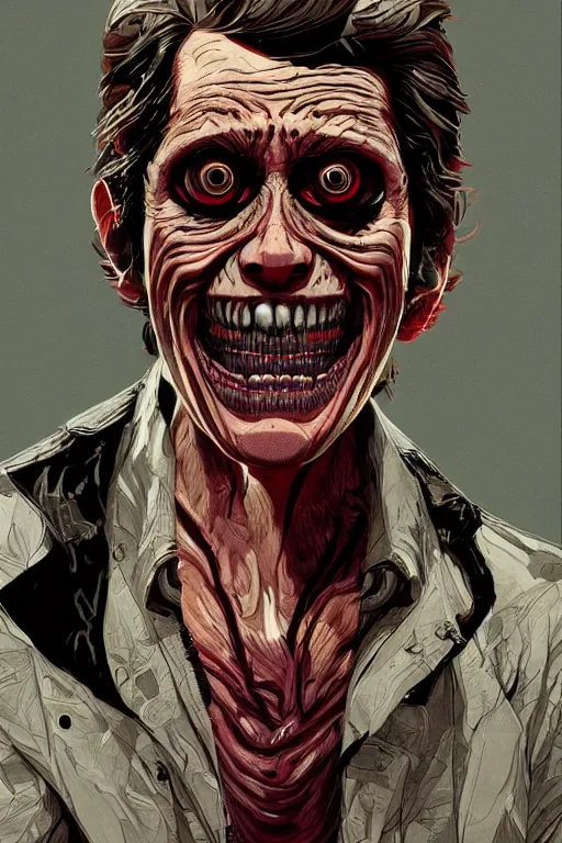 Prompt: willem dafoe, full body, big two toned eyes, teeth gritted, horror, intricate details, cinematic, epic, realistic, anatomy, tomer hanuka, uplight, artstation, photorealistic, scary