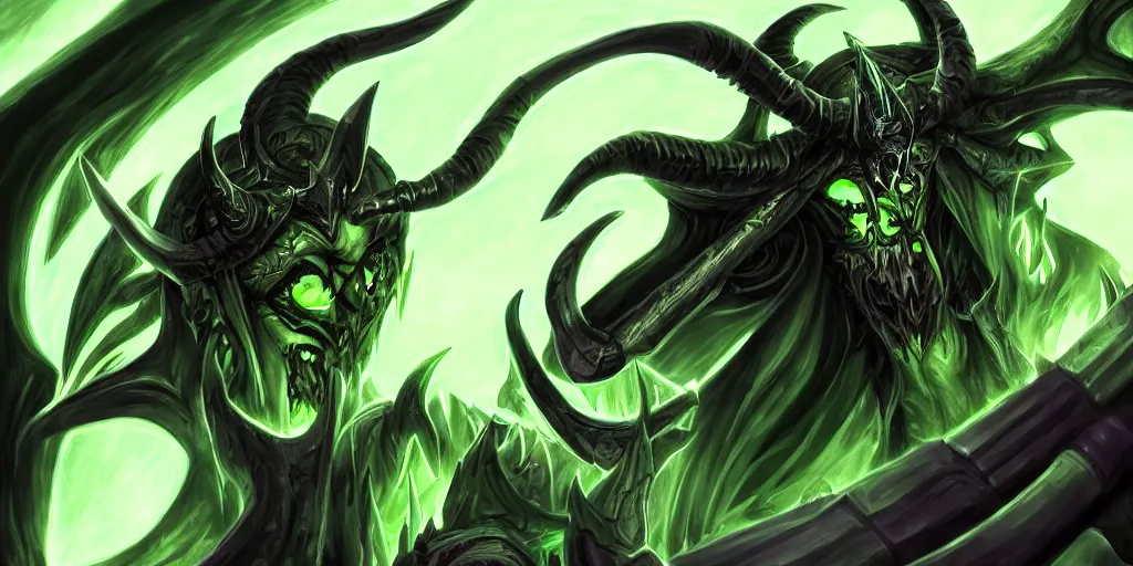 Image similar to illidan stormrage the demon hunter with his blades ultra details background trending on artstation digital painting splashart drawn by a professional artist