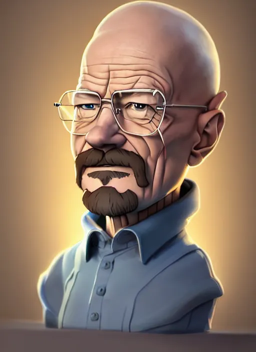 Image similar to cute builder walter white, natural lighting, path traced, highly detailed, high quality, digital painting, by don bluth and ross tran and studio ghibli and alphonse mucha, artgerm