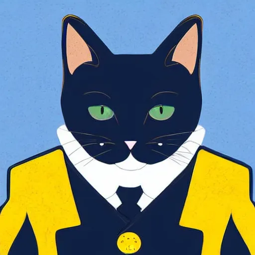 Image similar to cute cat wearing navy uniform, profile picture, digital art