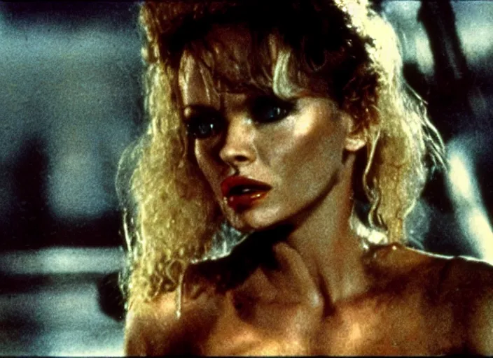 Prompt: a film still of pamela anderson in blade runner.