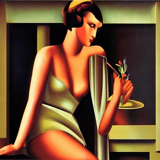 Image similar to art deco scenic, old movie, highly detailed, photorealistic, by tamara lempicka