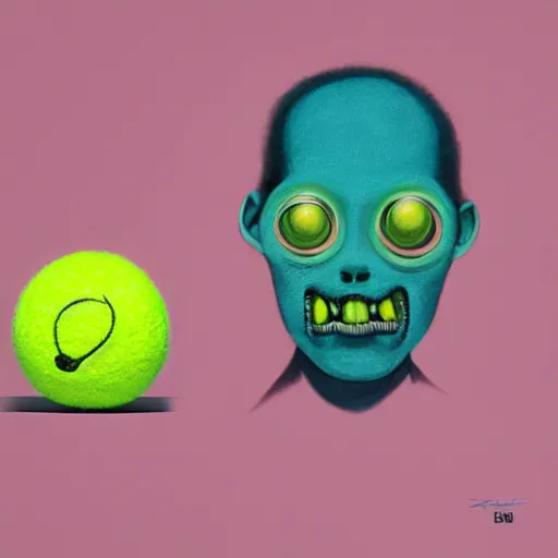 Image similar to Lofi vaporwave portrait tennis ball monster,chalk, Pixar style, Tristan Eaton, Stanley Artgerm, Tom Bagshaw