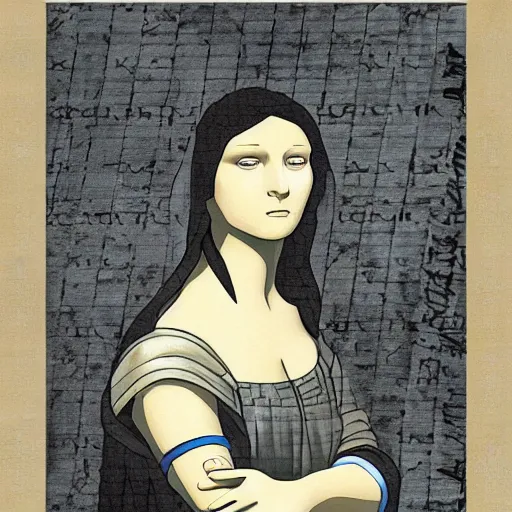Image similar to ghost in the shell in the mona lisa style