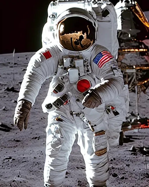 Image similar to film still kim kardashian wearing an astronaut uniform, on the moon, 5 0 mm.