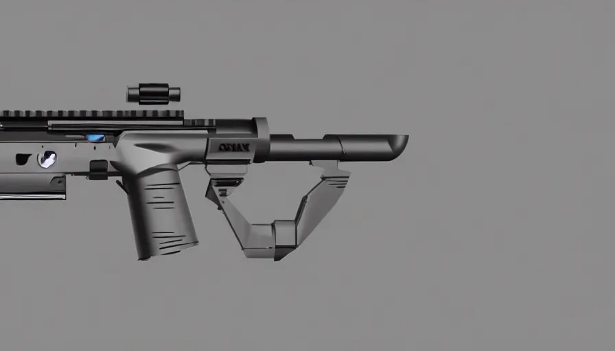 Prompt: a side view of futuristic smg gun design