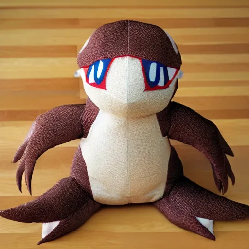 Image similar to a cute velociraptor plush toy