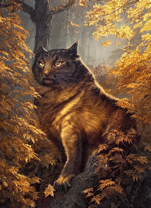 Image similar to golden leaves at frame border, creative!!! composition for a book cover, absurdly beautiful, ultrafine hyperrealistic detailed animal by wlop and artgerm and greg rutkowski, intricate linework, sharp focus, smooth, unreal engine, dramatic lighting, ethereal, 8 k