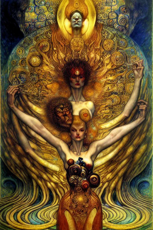 Image similar to Divine Chaos Engine by Karol Bak, Jean Delville, William Blake, Gustav Klimt, and Vincent Van Gogh, symbolist, visionary