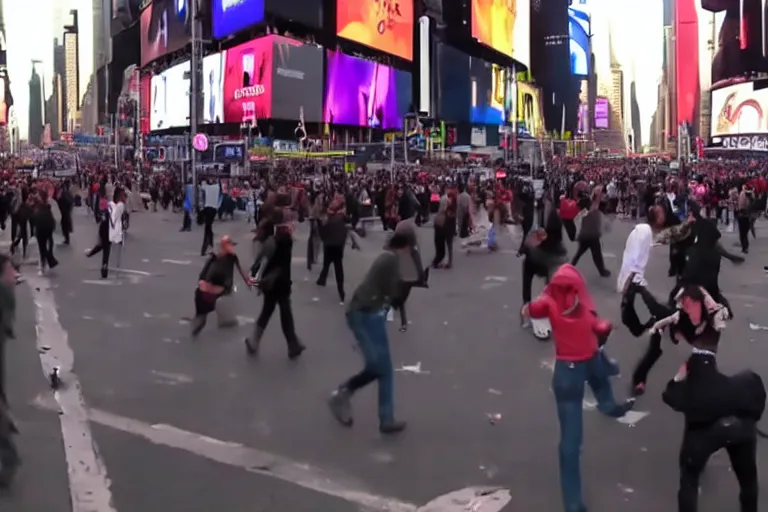 Image similar to android cannibals attacking people in times square security camera footage