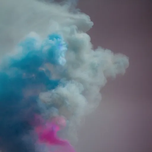 Prompt: muted colorful smoke forms into vague shape reminiscent racing dragon.