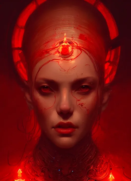 Image similar to portrait of the god of blood and her cultists, intricate, elegant, glowing lights, highly detailed, digital painting, artstation, concept art, smooth, sharp focus, illustration, art by wlop, mars ravelo and greg rutkowski