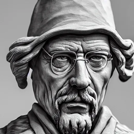 Prompt: a photograph of a very detailed renaissance clay sculpture of walter white wearing a phrygian cap in times square, made by michelangelo, shot from the distance, hyper detailed, sharp focus, 8 k resolution, ray tracing