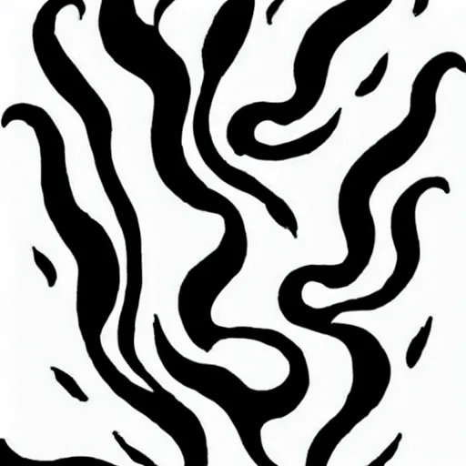 Image similar to simple yet detailed illustration pictogram of fire flames, use of negative space allowed, artwork created by mike mignola and bansky in the style of a tattoo stencil, shaded ink illustration, black and white only, smooth curves