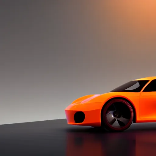 Image similar to futuristic Porsche designed by Apple, studio lighting, small orange accents, octane render