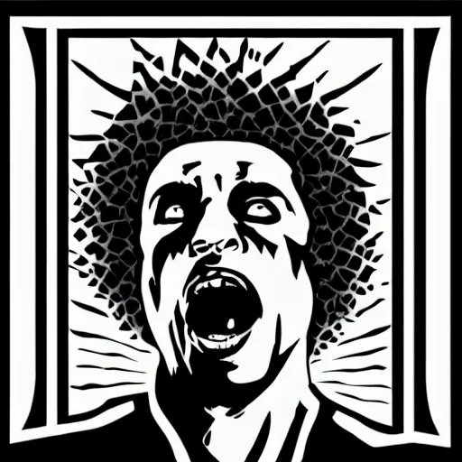 Image similar to rage against the machine, epic, vector art