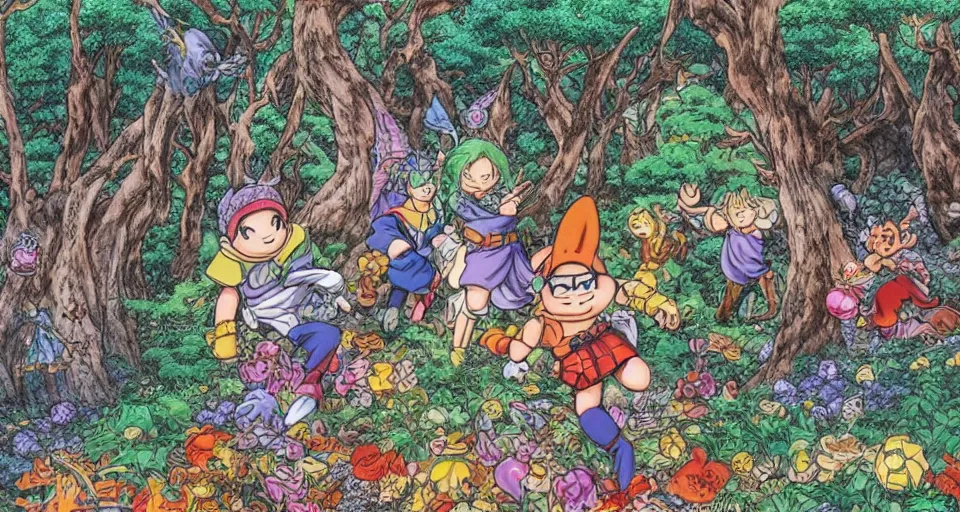 Image similar to Enchanted and magic forest, by Akira Toriyama
