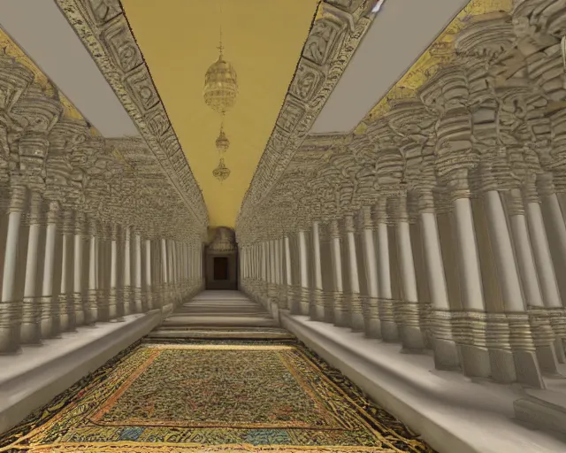 Prompt: 3D hindu temple mosque interior, quake level - H 360