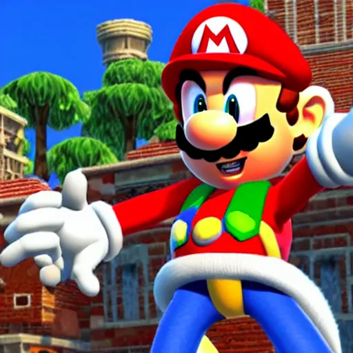 Prompt: mario in sonic unleashed (2008) video game