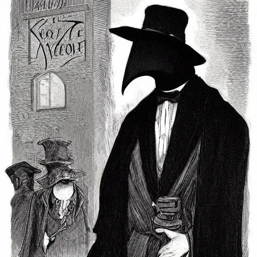 Image similar to plague doctor by charles dana gibson