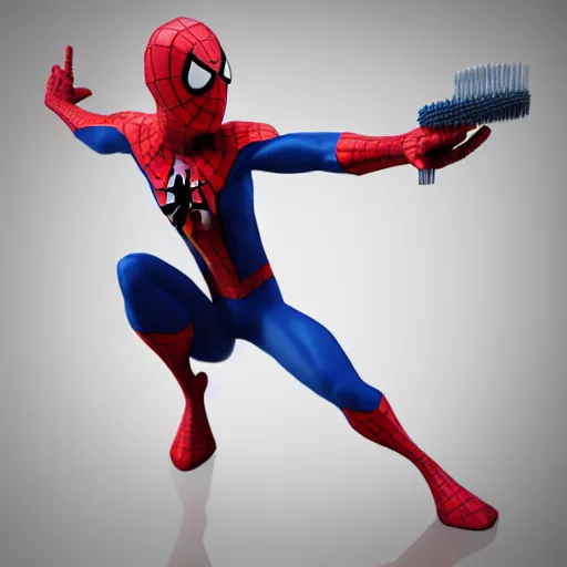 Image similar to 3 d render of a spiderman toothbrush, trending on artstation