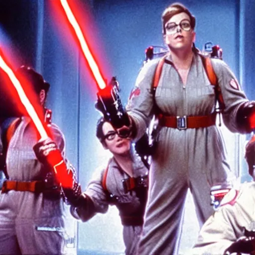 Prompt: the ghostbusters capturing the spirit of obi wan kenobi
