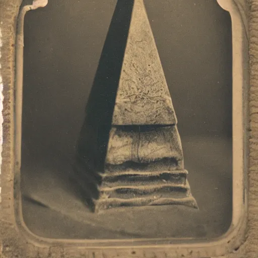 Image similar to tintype photo, underwater, pyramid