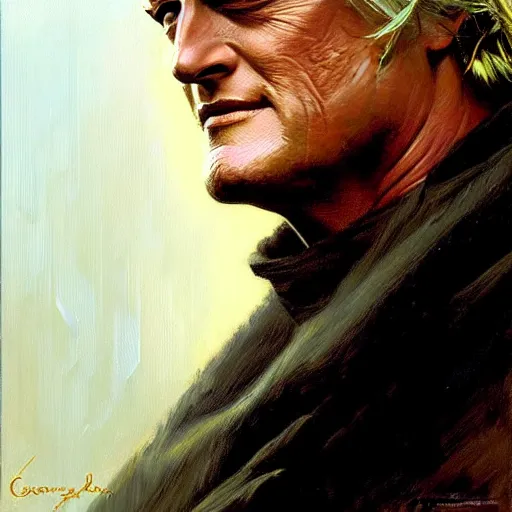 Image similar to detailed portrait of rutger hauer, spring light, painting by gaston bussiere, craig mullins, j. c. leyendecker