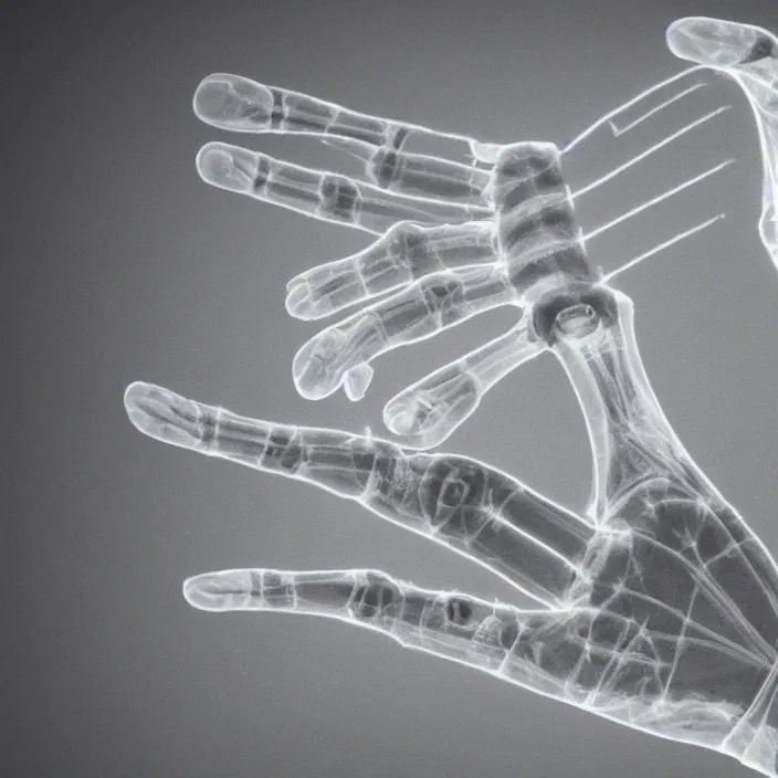 Prompt: xray of human hand