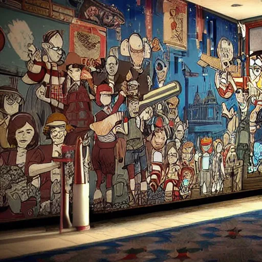 Prompt: where's waldo mural in bioshock