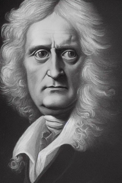 Image similar to Isaac Newton, father of physics, oil on canvas, intricate, portrait, 8k highly professionally detailed, HDR, CGsociety