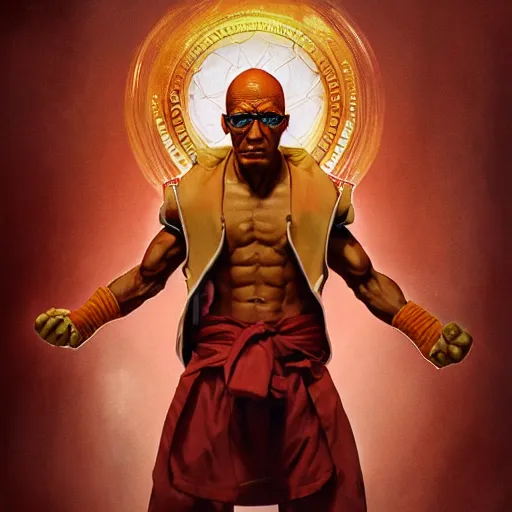 Image similar to gustavo fring as dhalsim street fighter, 4 k, ultra realistic, detailed focused art by artgerm and greg rutkowski and alphonse mucha