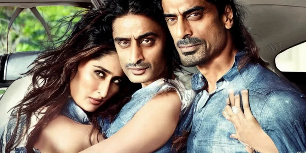 Prompt: kareena kapoor and arjun rampal making love in a car, natural lighting, hyper detailed, photographic, cinematic lighting,